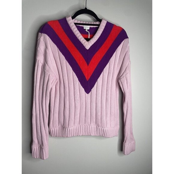 Anthropologie Kule The Yale Cotton Cashmere Silk Sweater Pink Size XS NWT $278 - Picture 5 of 7